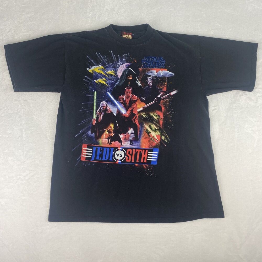 Vintage Star Wars Jedi vs Sith Graphic Shirt Adult Large Black Made in USA